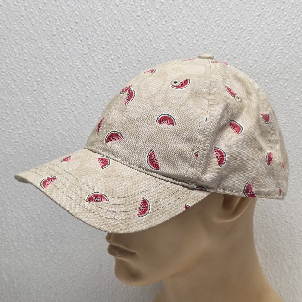 Coach Watermelon Tan Logo Womens Strapback Hat